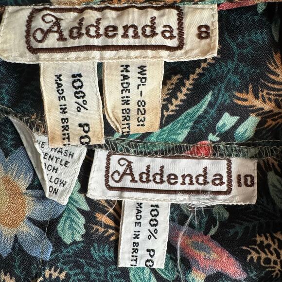 Vintage Addenda Polyester Floral Skirt Blouse Matching Set Womens 8/10 Green - Picture 11 of 11
